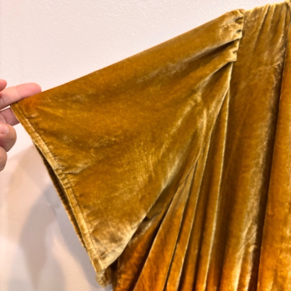 Anthropologie Somerset Velvet Edition Tiered Gold Maxi Dress Women’s 1X - Picture 8 of 15